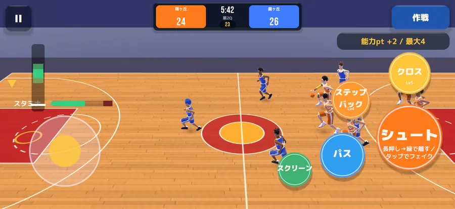 シュートを構えてメーターが出ている試合の画面